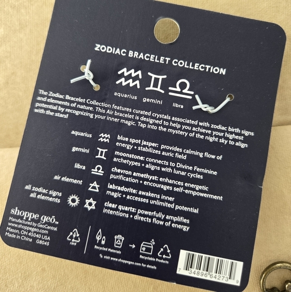 Zodiac Air Element Crystal Bracelet. Aquarius, Gemini, Libra. New.The Ai… - Picture 3 of 3
